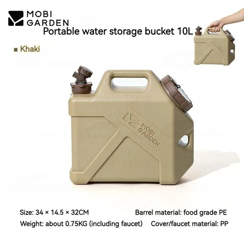 Mobi Garden MUZE Outdoor Water Container 10L 20L Thick Food Grade PE Plastic Material Drinking Water Storage Faucet Bucket Camping Large Capacity Tank Mobigarden
