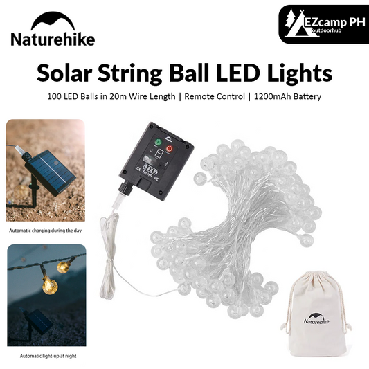 Naturehike Solar String LED Lights 100 Lamp Ball 20m Wire Length Solar USB Charging Battery Waterproof Atmosphere Ambient Lighting with Remote Control