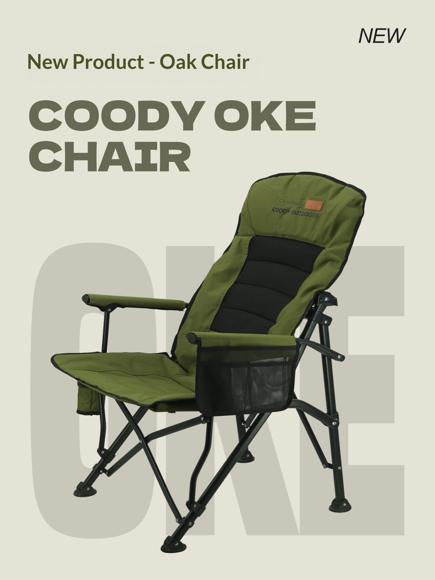 Coody OKE Relax Chair 136° Recliner Leisure Directors Chair Stable Load Bearing 150kg Triangular Cross Structure Design Aluminum Alloy Frame Outdoor