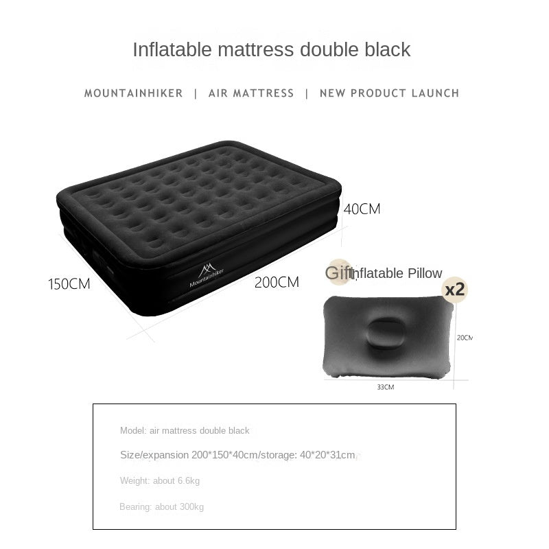 Mountainhiker Automatic Inflatable Mattress Portable High Air Bed Inflate USB C Charging Built-in Detachable Air Pump Queen King Size Black Beige Camping Mat Pad