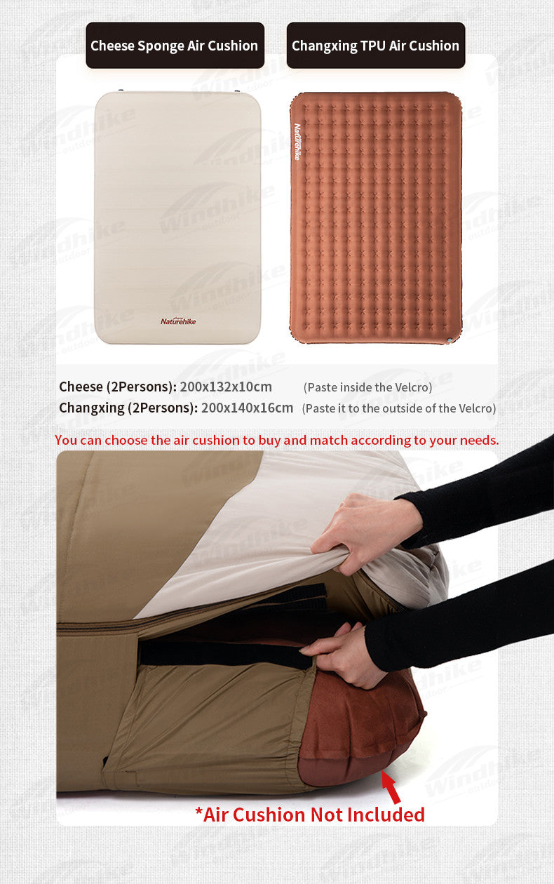 Naturehike 2 Persons Hooded Sleeping Bag Portable Foldable Multipurpose Free Combination Comfortable Outdoor Soft Warm 360° Package Design With Pillow Match Mat