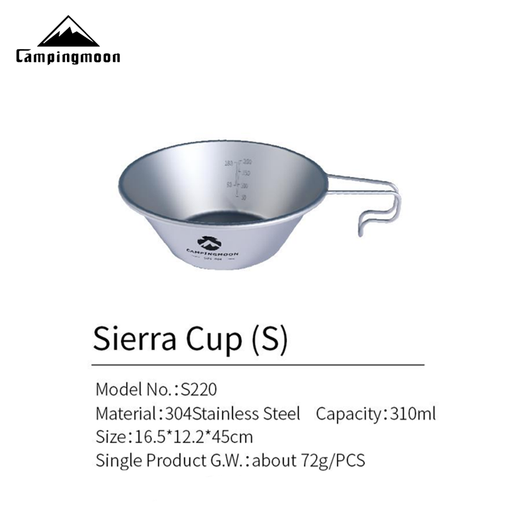 CAMPINGMOON Stainless Steel Sierra Bowl Portable Lightweight Multi-Function  Hanging Cup Tableware Cookware Utensil 310/450ml Outdoor Camping Hiking