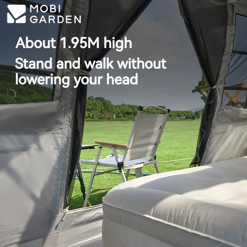 Mobi Garden HOLIDAY Series 8.9 Fast Automatic Cabin Style Tent for 5-6 Person Waterproof Black Vinyl Coated Sunscreen