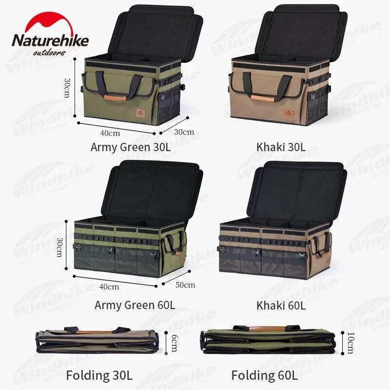 Naturehike Clothes Storage Folding Box 30L/60L Tool Cabinet Multiple Interlayer Tableware PE Cardboard Box Storage Equipment Camping Hiking Travel Oxford Cloth Heavy Duty Original Nature Hike