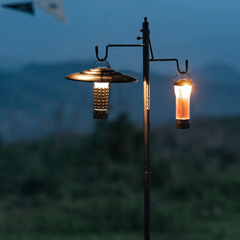 BLACKDOG by Naturehike Black Aluminum Lamp Post Portable Outdoor Camping 4 Section Light Pole Optional Hexagon Tray Ultralight Lantern Holder Bracket