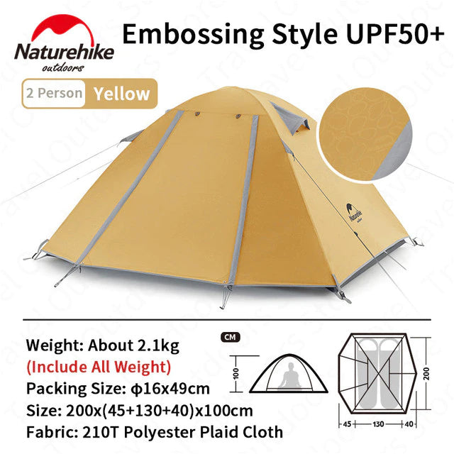 Naturehike 2 3 4 Person P-Series UPF50+ Outdoor Camping Tent Waterproof Windproof Portable Camp Heavy Duty Lightweight Camp Shelter for Nature Hike P Series Professional Hiking Backpacking