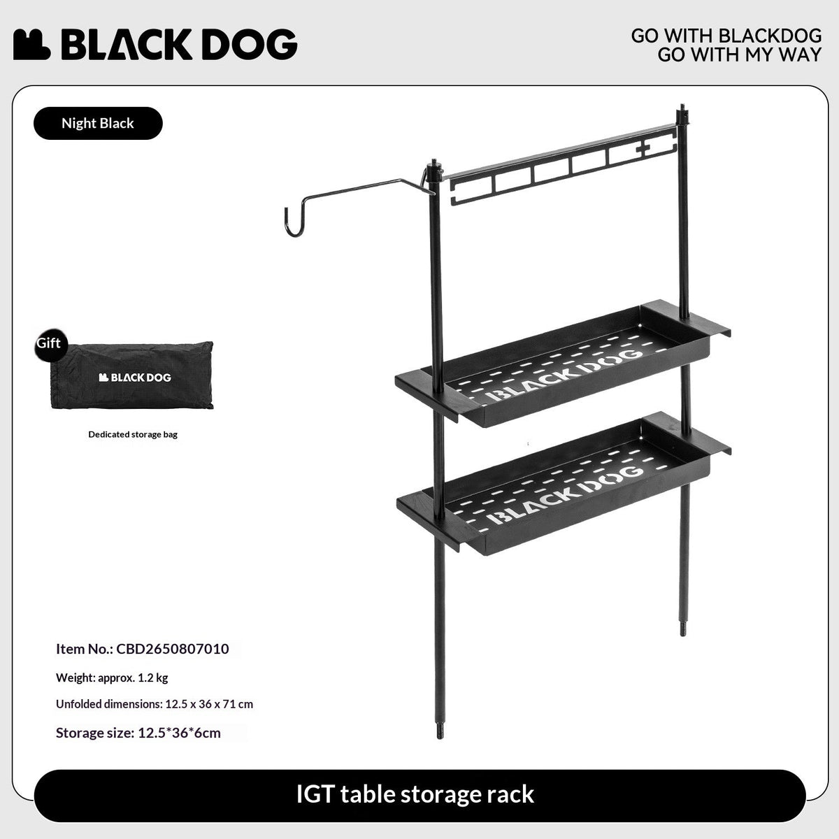 Blackdog Universal IGT Storage Rack Shelf Outdoor Camping Modular Table Add on Accessories
