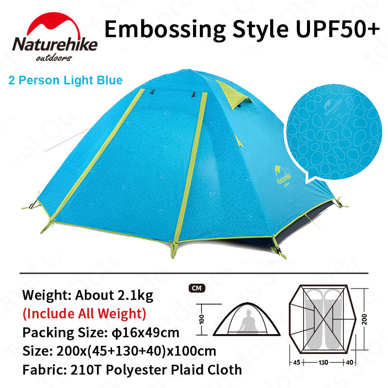 Naturehike 2 3 4 Person P-Series UPF50+ Outdoor Camping Tent Waterproof Windproof Portable Camp Heavy Duty Lightweight Camp Shelter for Nature Hike P Series Professional Hiking Backpacking