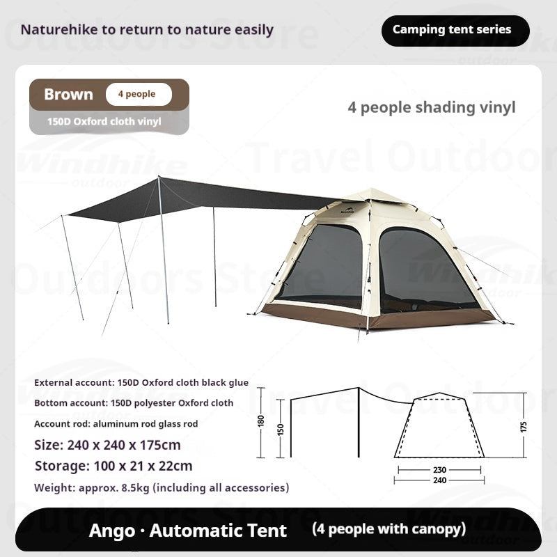 Naturehike ANGO PLUS Automatic Tent Upgraded Portable Lightweight 3-4 Persons Quick Opening Tent Camping Park Canopy Tent Integrated Tent Waterproof