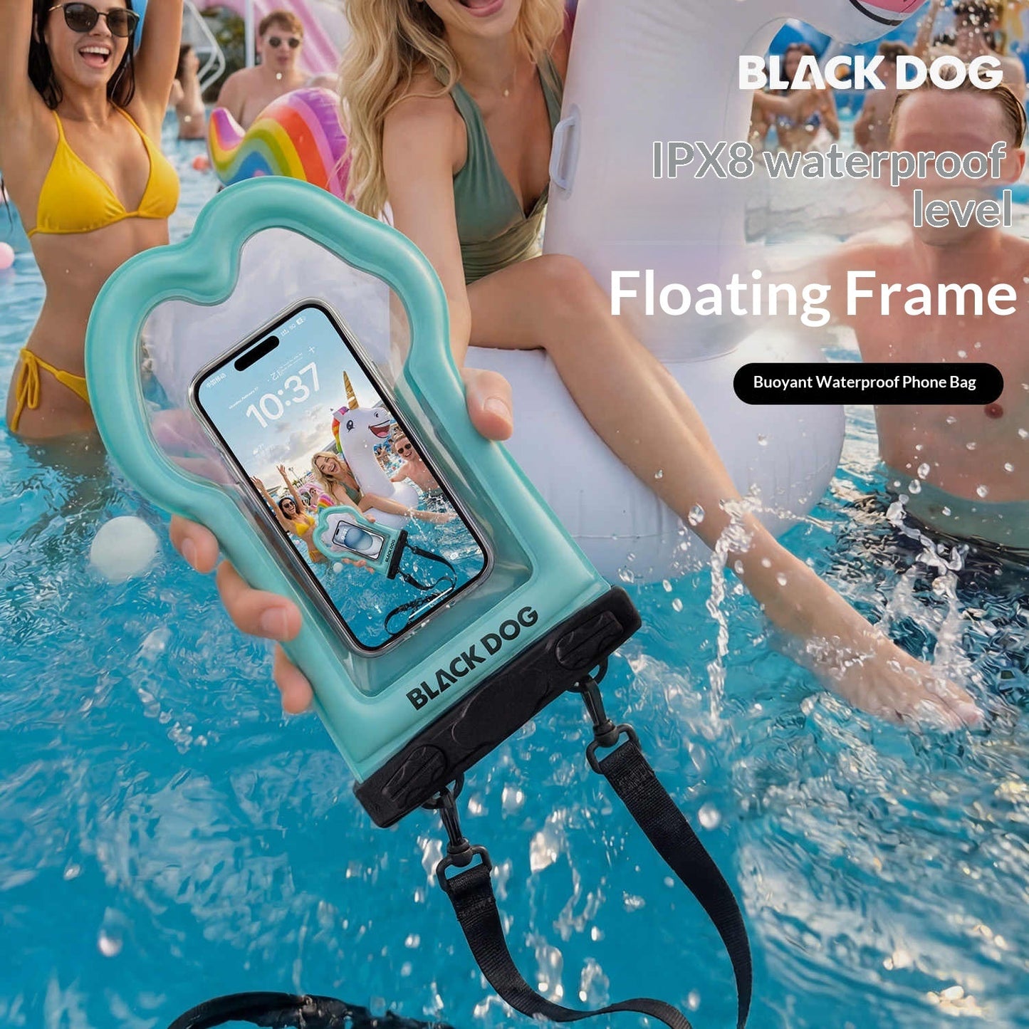 BLACKDOG Bouyant Waterproof Phone Bag Touchscreen Swimming Cover Rafting Gear Pouch PVC Bionic Sensing IPX8 High Definition Transparent Film Outdoor