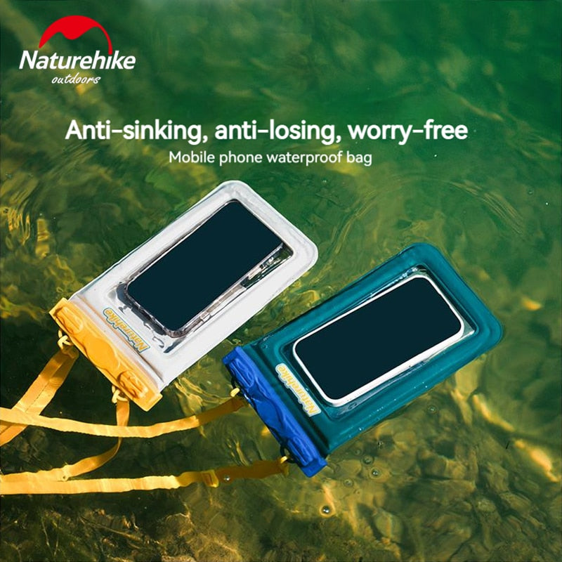 Naturehike Aqua Sealed Waterproof Smartphone Bag 50m Deep Touch Screen Hanging Neck Buoyancy Storage Dry Bag Cellphone Case Cover PVC Film Protective