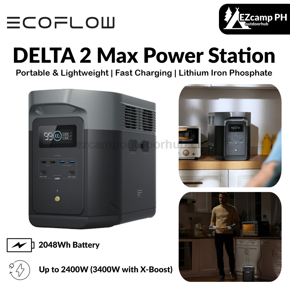 Ecoflow Delta 2 Max Power Station Portable Home Battery Backup Charging 80% In 1.1 Hours 2400W Up To 3400W With X-Boost Energy Storage