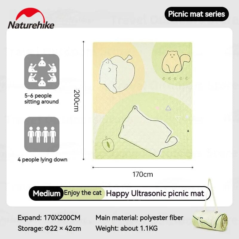Naturehike HAPPY Series Ultrasonic Picnic Mat Waterproof Moisture Proof 3-10 Persons Cushion Pad Eco-Friendly Cotton Blankets Village 6.0 13 Add-on