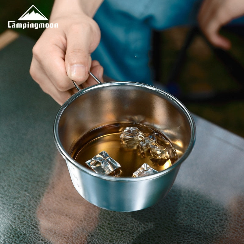 CAMPINGMOON Stainless Steel Sierra Bowl Portable Lightweight Multi-Function  Hanging Cup Tableware Cookware Utensil 310/450ml Outdoor Camping Hiking