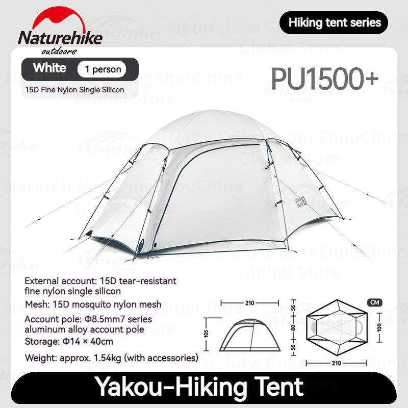 Naturehike JIM'S GEAR Series Hiking Tent Portable Ultralight Backpacking Tent 3 Bar Cross Structure 4 Seasons Tent 1-2 Persons 15D Nylon Waterproof