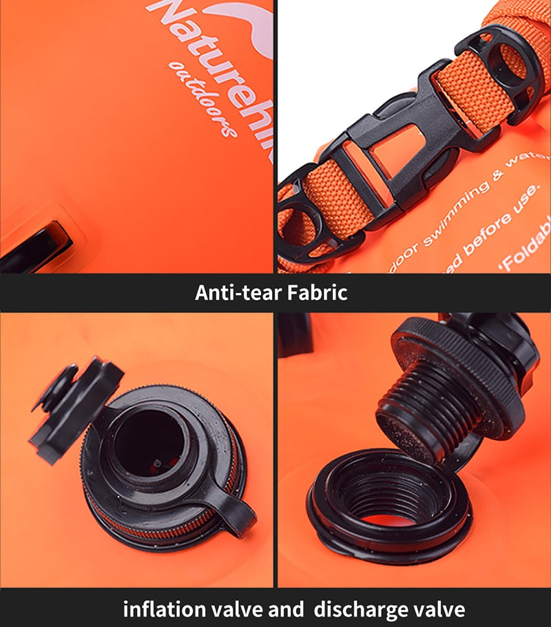 Naturehike Inflatable Waterproof Aqua Dry Bag 18-28L Capacity Floating Swimming Air Inflatable Storage Bag Nylon PVC Material Outdoor Beach Camping