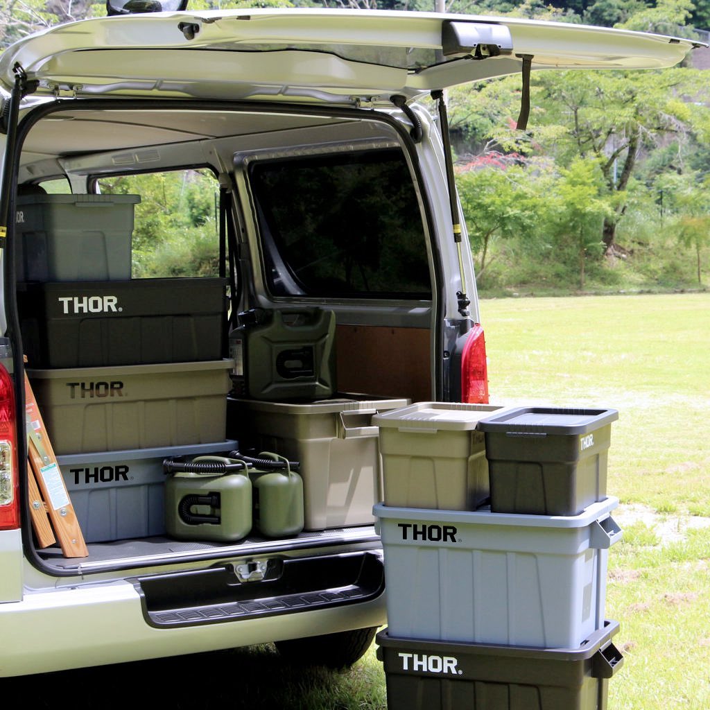 THOR ® Premium MINI 1L and LIMO 2.5L | 5L | 22L | 53L | 75L Stackable Storage Box with Lid Outdoor Rugged Plastic Boxes Wood Tabletop Stand Bracket