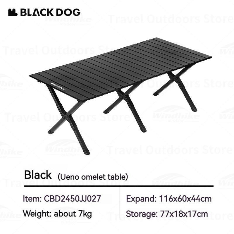 BLACKDOG Aluminum Alloy Egg Roll Table Portable Folding Camping Coffee Dining Table Outdoor Hiking Picnic Beach Foldable Board Triangular Cross Support