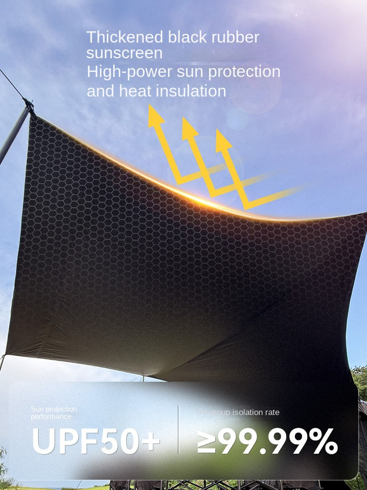 Blackdog MOVIE STAR Octagonal Automatic Tent Dome Style 4 Person Outdoor Camping Tent Up To 14.5m² Use Space Waterproof PU3000mm Black Vinyl Coated Sunscreen Black Khaki