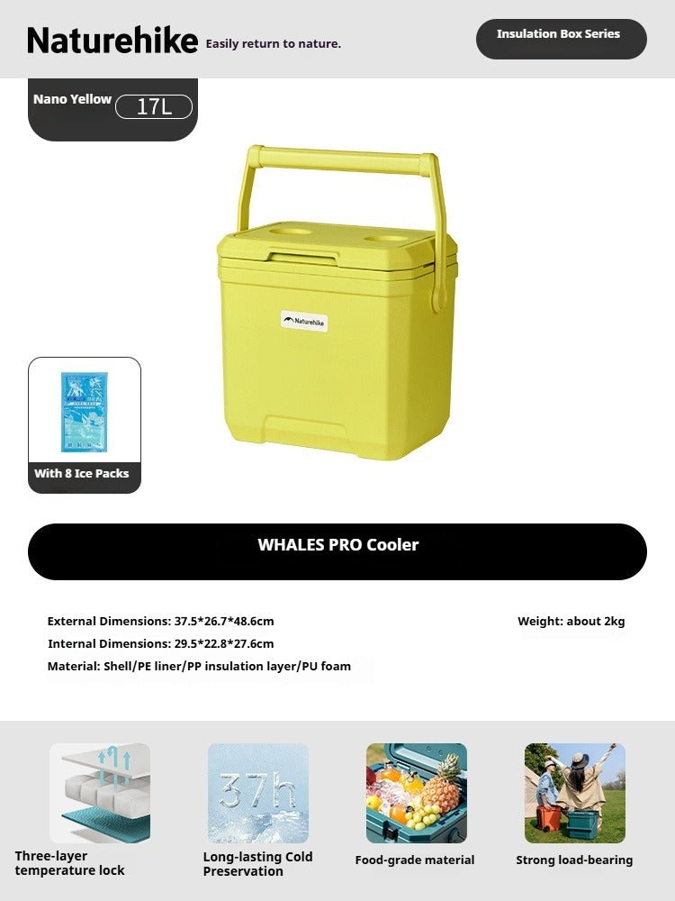 Naturehike WHALES PRO Cooler Portable Multipurpose 17/24/36L Capacity Food Drink Ice Storage Container Chest Box PU Cold Up To 49H Outdoor Camping