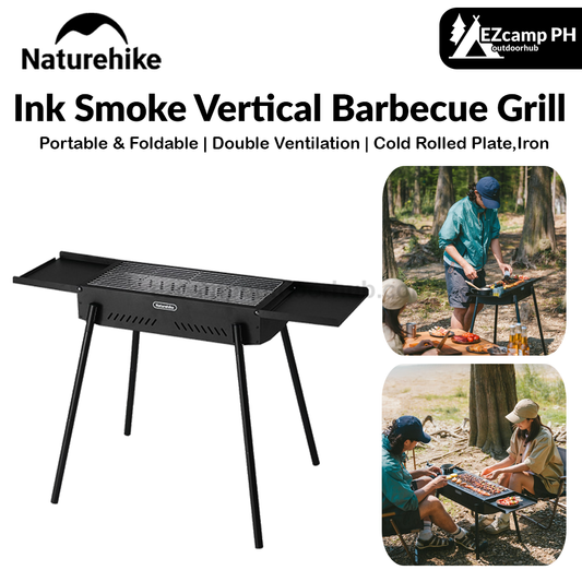 Naturehike Ink Smoke Vertical Barbecue Grill Portable Foldable Multi Functional BBQ Griller Food Grade Grilled Net Thickened Charcoal Basin Outdoor