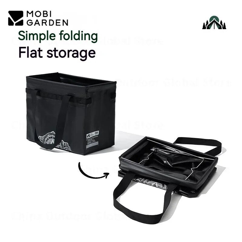 Mobi Garden Black Folding Square PVC Waterproof Storage Bag 12.5L 25L Small Large Collapsible Portable Flat Storage Outdoor Camping Picnic Equipment Water Container Bucket Mobigarden
