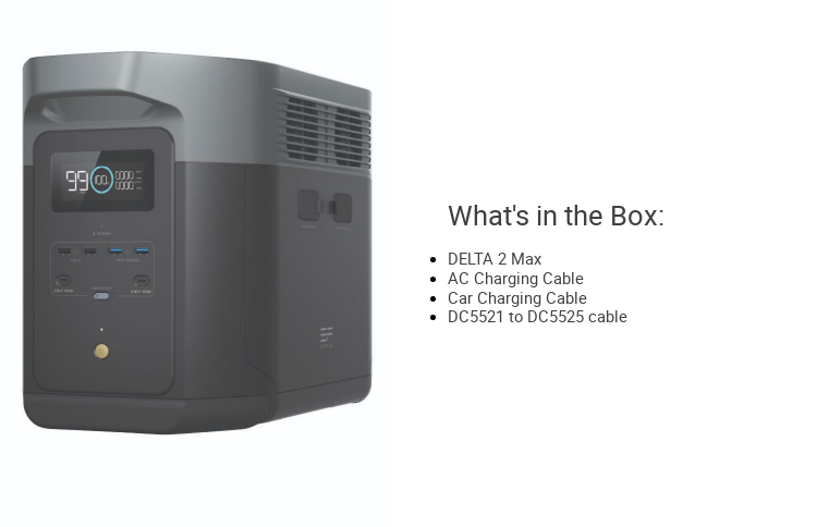 Ecoflow Delta 2 Max Power Station Portable Home Battery Backup Charging 80% In 1.1 Hours 2400W Up To 3400W With X-Boost Energy Storage