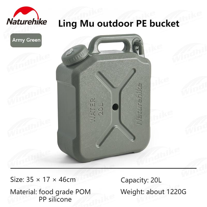 Naturehike 12L / 20L PE Outdoor Portable Bucket Food Grade Plastic Retro Style Travel Picnic Drinking Water Storage Container Camping Equipment