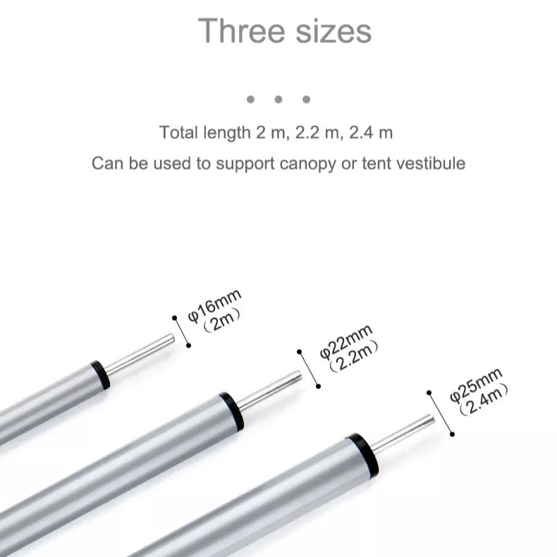 Naturehike 2pcs Set 2M | 2.2M | 2.4M | 2.8M Outdoor Portable Awning Canopy Tarp Tent Steel Iron Pole Rod 4 Section Camp Shelter Folding Support Stick