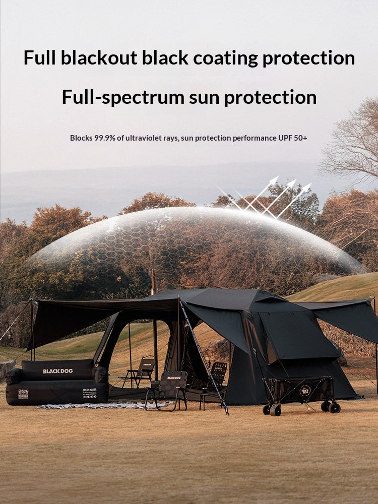Blackdog STAR CHASE 13X Automatic Cabin Style Tent 8 Person Family Tent 2 Bedroom 3 Living Area Large Group Black Vinyl Coated Waterproof Outdoor Tent