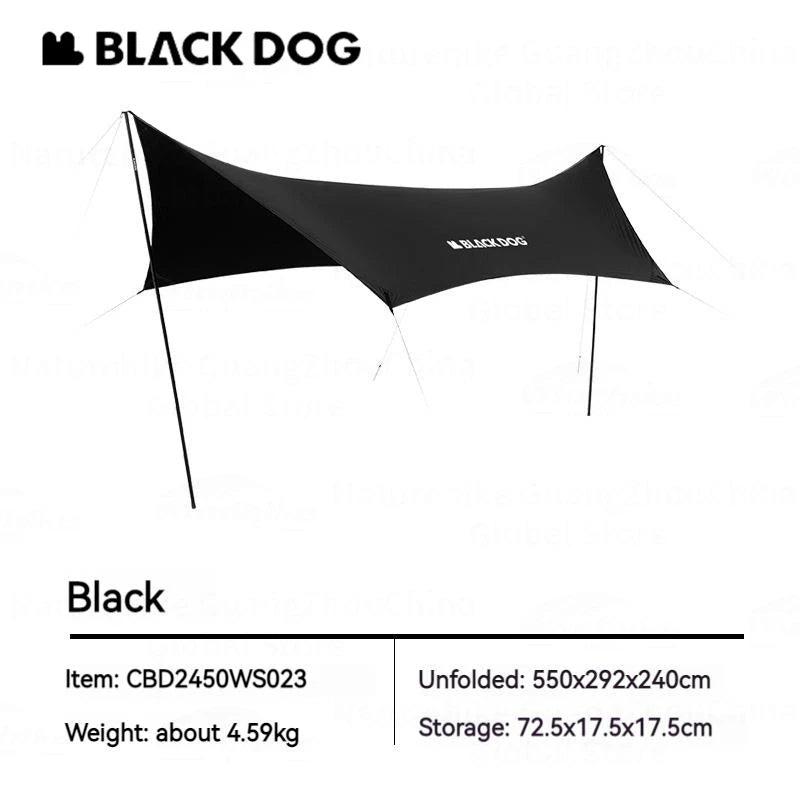BLACKDOG Hexagonal Arc Edge Sky Curtain Large Canopy Awning Tarp Tent PU Coated 27m² Shade Area UPF50+ Sunscreen Shelter with Poles Hexagon Square