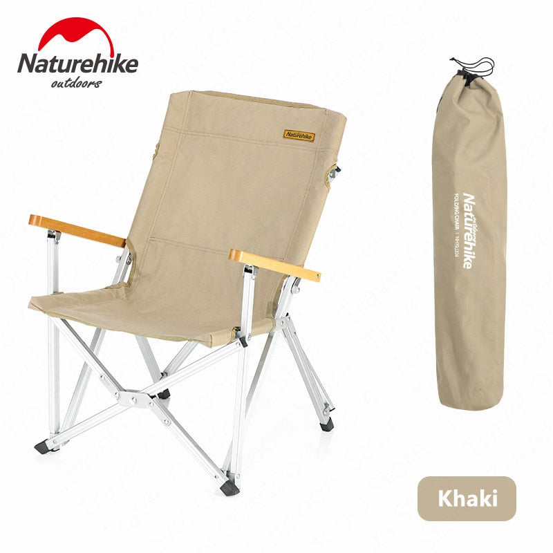 Naturehike Portable Folding Camping Chair With Wood Arm Rest up to 120kg Max Load with Storage Bag Camping Outdoor Director Shangye Seat Chair