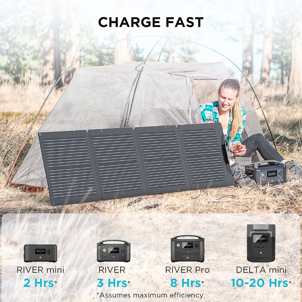 EcoFlow 110W Portable Solar Panel Foldable Self Support All Weather Ready Solar Panel Board With Carry Case IP68 Waterproof Monocrystalline Silicon