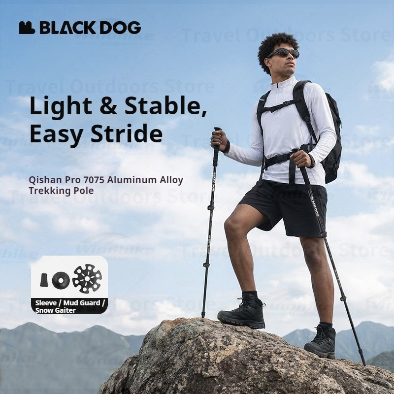 BLACKDOG Telescopic Trekking Pole Lightweight Aluminum Alloy Hiking Sticks Climbing Walking Stick Adjustable Wristband Design Mountaineering Gear