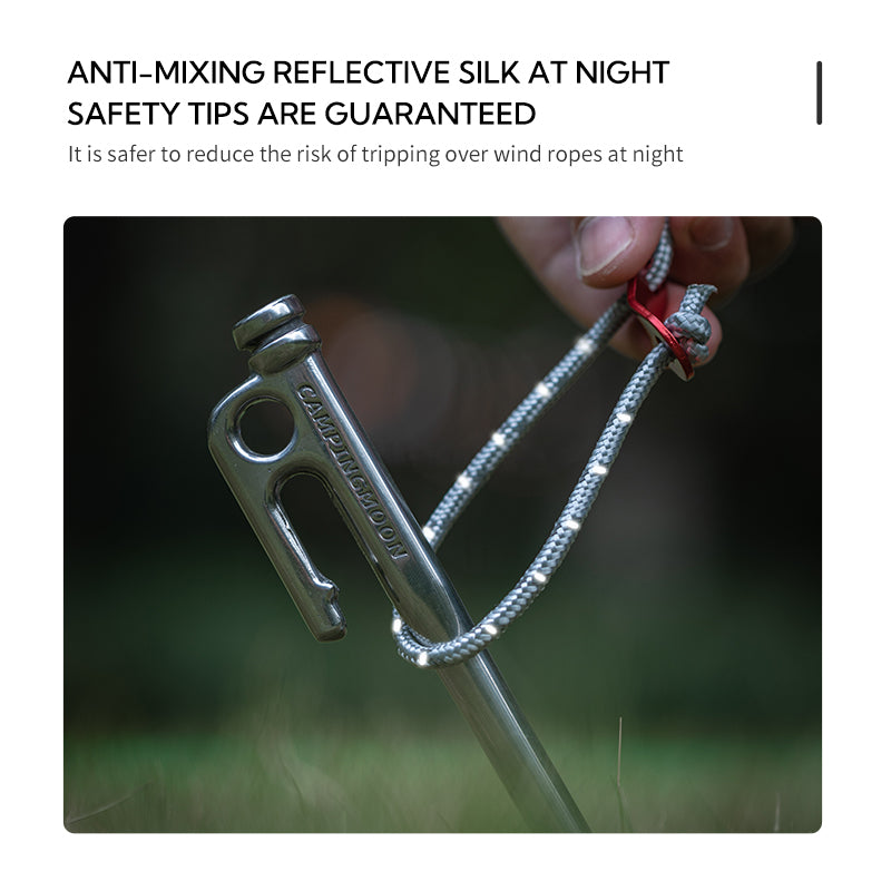 Campingmoon Tent Wind Rope Tarp Reflective Guy Lines with Adjustable Aluminum Buckle Tensioner Awning Canopy Pole Heavy Duty Polyester Fiber String Outdoor Camping Moon