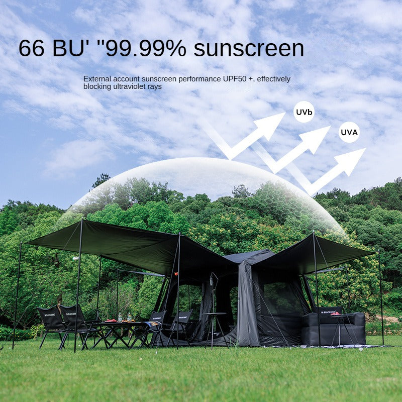 BLACKDOG STAR 5.9 Black Automatic Cabin Tent 1 Bedroom 4 Awning Canopy Halls Fast Build Tent For 3-4 Persons Large Up To 27m² Usable Area Vinyl Coated