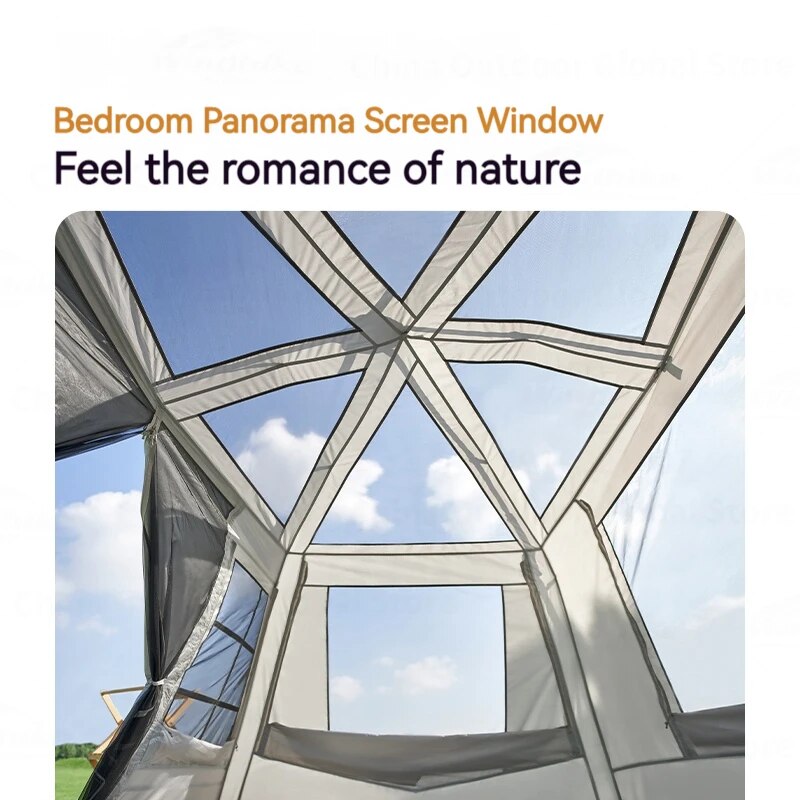 Mobi Garden HOLIDAY Series 8.9 Fast Automatic Cabin Style Tent for 5-6 Person Waterproof Black Vinyl Coated Sunscreen