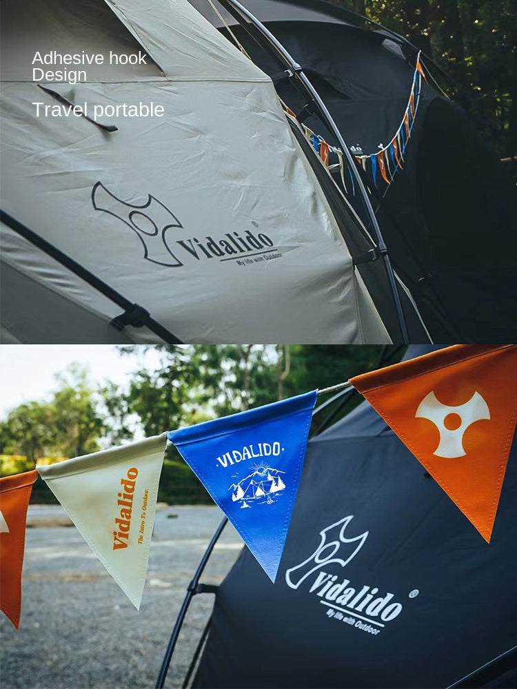 Vidalido Colorful Flag Pennant Portable Ultralight 4.5m Decorative Atmosphere Wind Rope Canvas Adjustable Length String Decor Outdoor Camping Tent