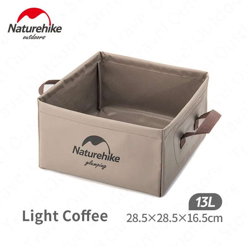Naturehike 13L Water Sink Bucket Foldable Square Storage PVC Bag Travel Portable Collapsible Outdoor Folding Jug Durable Liquid Camp Camping Basin Pail Hiking Picnic Nature Hike