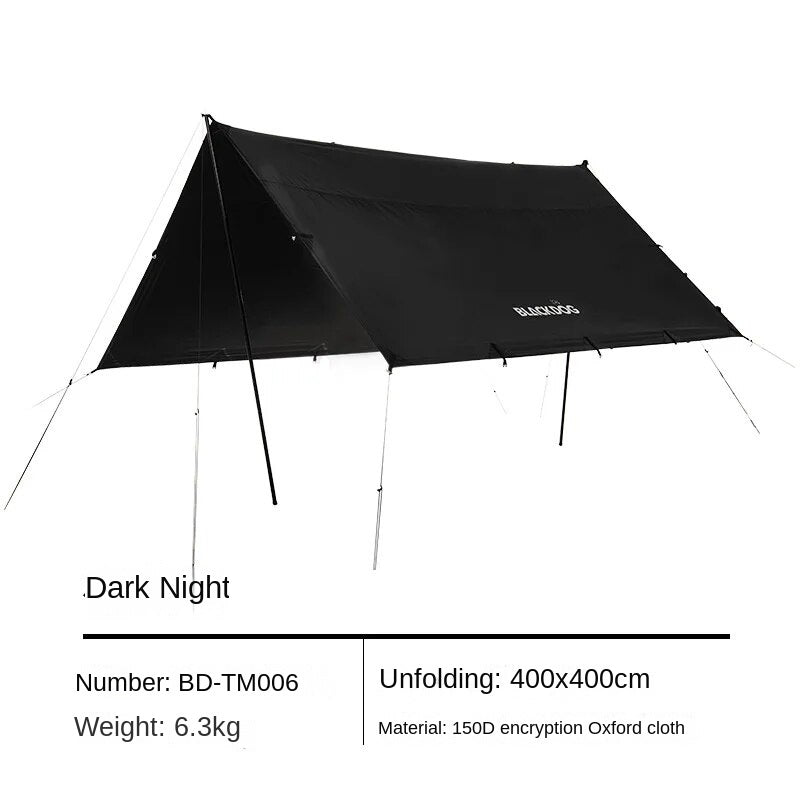 BLACKDOG Hexagonal Arc Edge Sky Curtain Large Canopy Awning Tarp Tent PU Coated 27m² Shade Area UPF50+ Sunscreen Shelter with Poles Hexagon Square