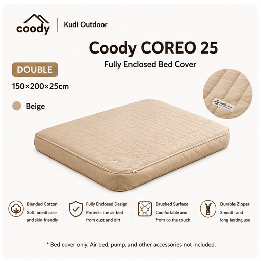 Coody AIR BLOCK COREO 25 35 Fitted Sheet Bed Cover Portable All Around Six Sided Bed Mattress Cover Bedsheet Quilted Cotton Machine Washable
