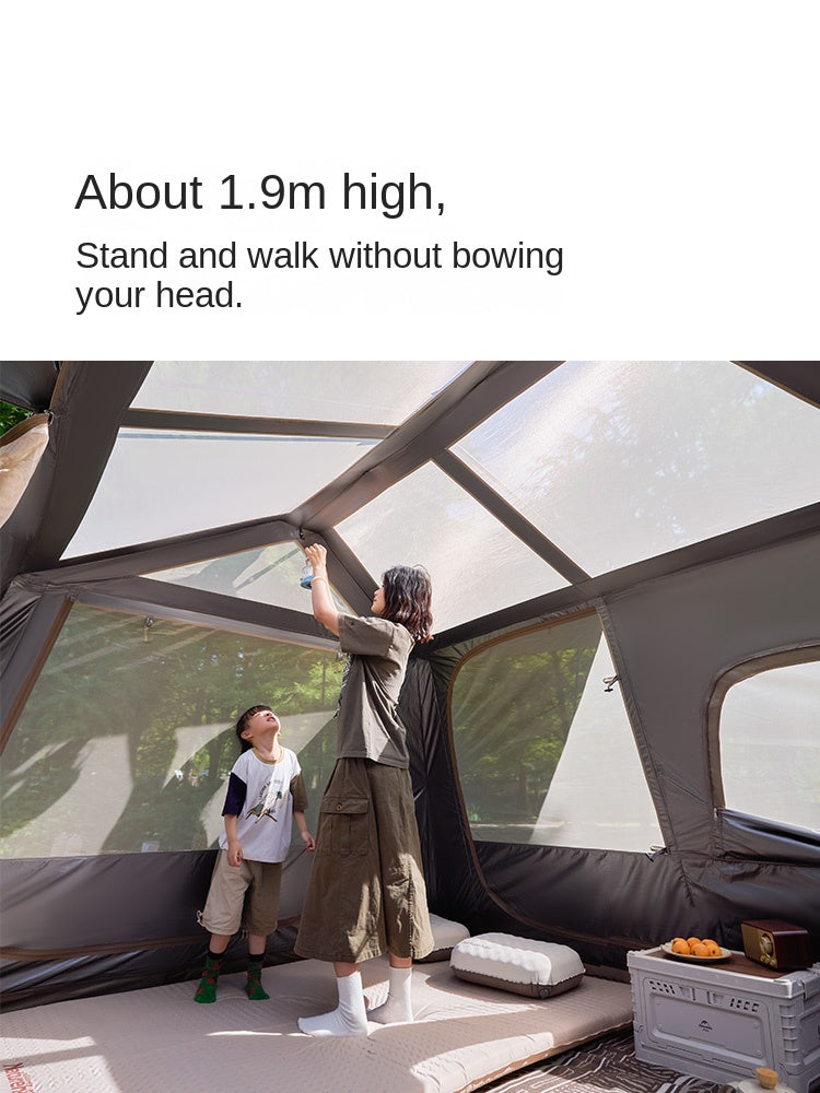 Naturehike CAPE 8.3 Automatic Cabin Style Tent Fast Build For 4-6 Persons Large Space Up To 14m² Use Space Ti Black Coated Sunscreen 150D Titanium Oxford Cloth Iron
