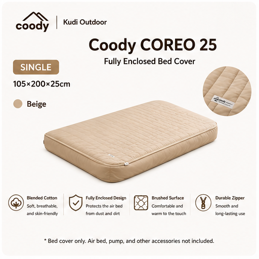 Coody AIR BLOCK COREO 25 35 Fitted Sheet Bed Cover Portable All Around Six Sided Bed Mattress Cover Bedsheet Quilted Cotton Machine Washable