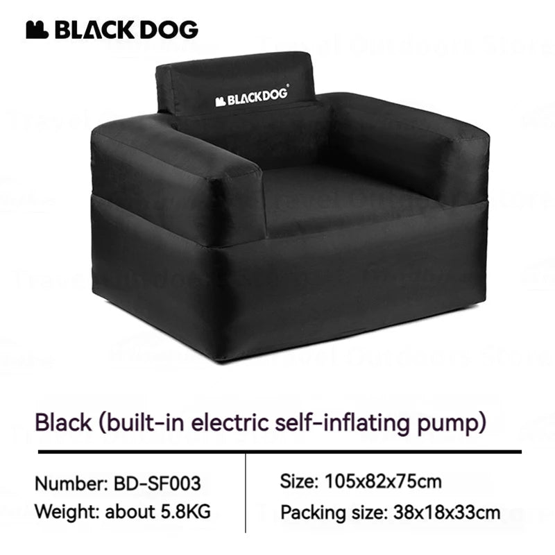 BLACKDOG Automatic Air Inflatable Black Camping Double Portable Sofa Bed 45cm Height up to 300kg Max Load Built-in Electric Air Pump Rechargeable USBC