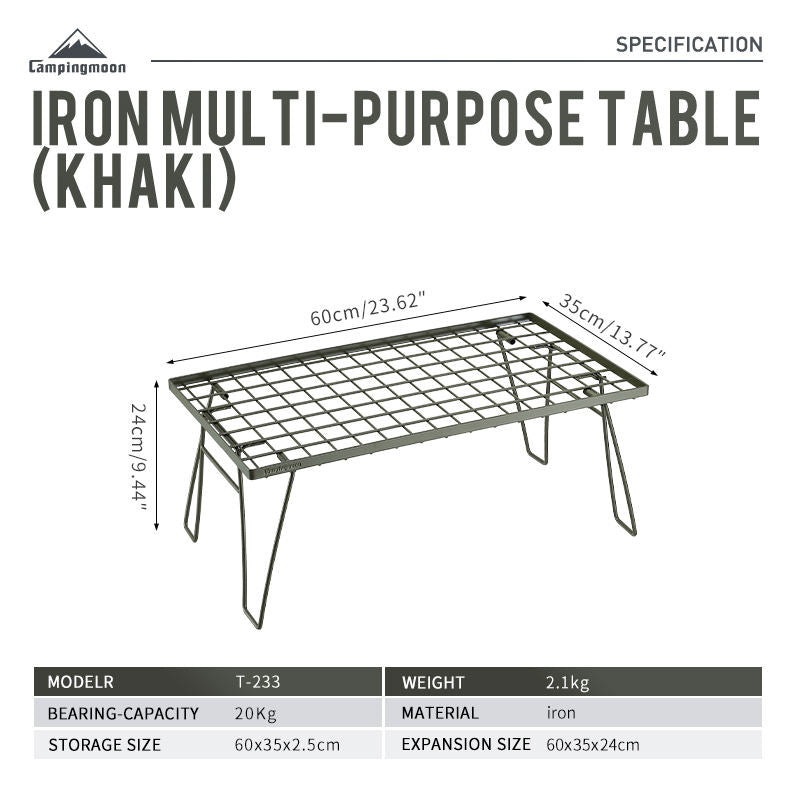 CAMPINGMOON Multi-Purpose Portable Folding Table Black Iron Stainless Steel Stackable Storage Rack Foldable Metal Table Outdoor Camping Hiking Travel Picnic  Heavy Duty Original Camping Moon