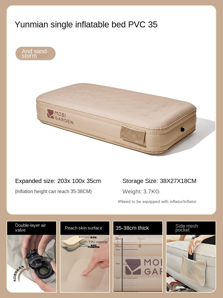 Mobi Garden Automatic Inflatable Mattress Outdoor Integrated Self-Inflating Tent  Sleeping Heightened Air Cushion Bed Pad Built-in Electric Pump