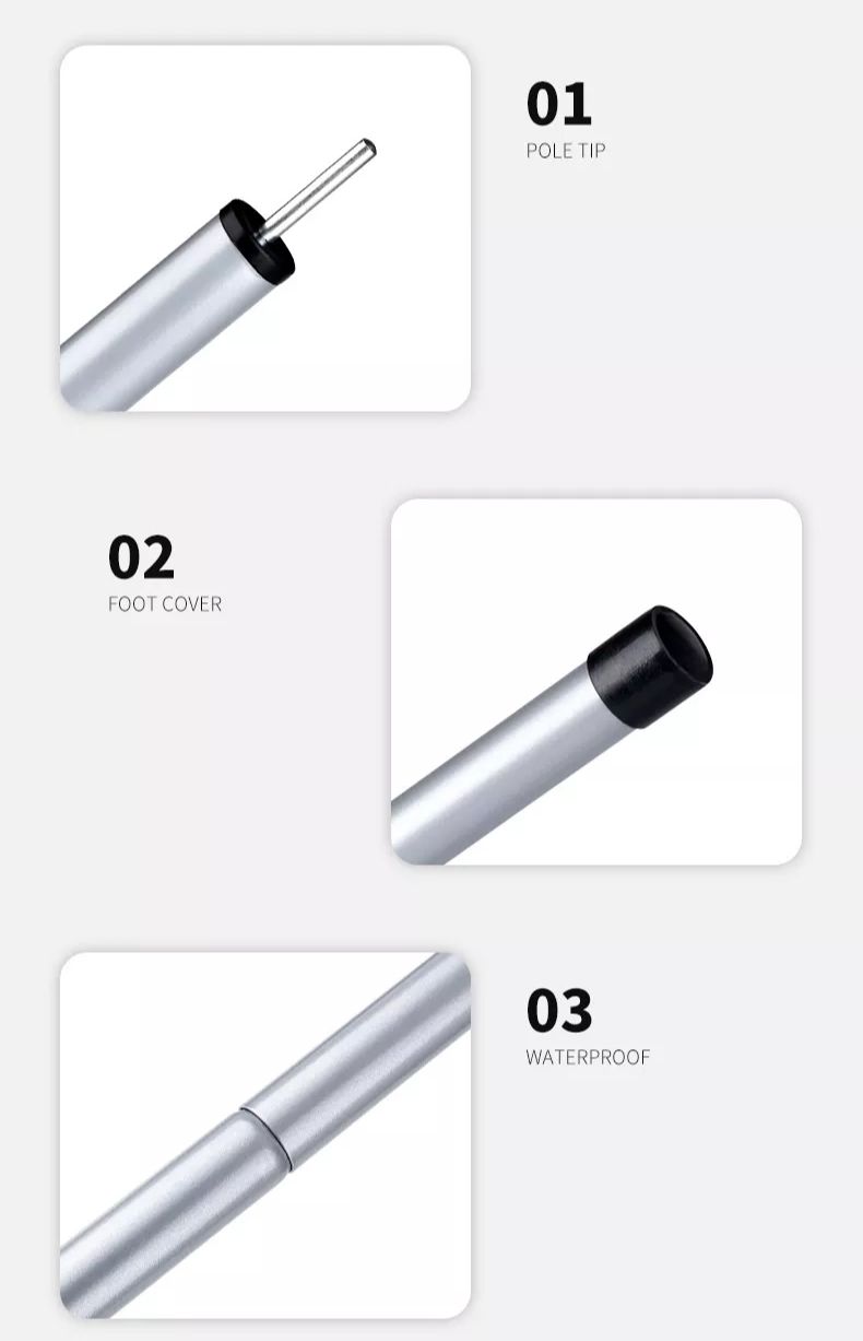 Naturehike 2pcs Set 2M | 2.2M | 2.4M | 2.8M Outdoor Portable Awning Canopy Tarp Tent Steel Iron Pole Rod 4 Section Camp Shelter Folding Support Stick