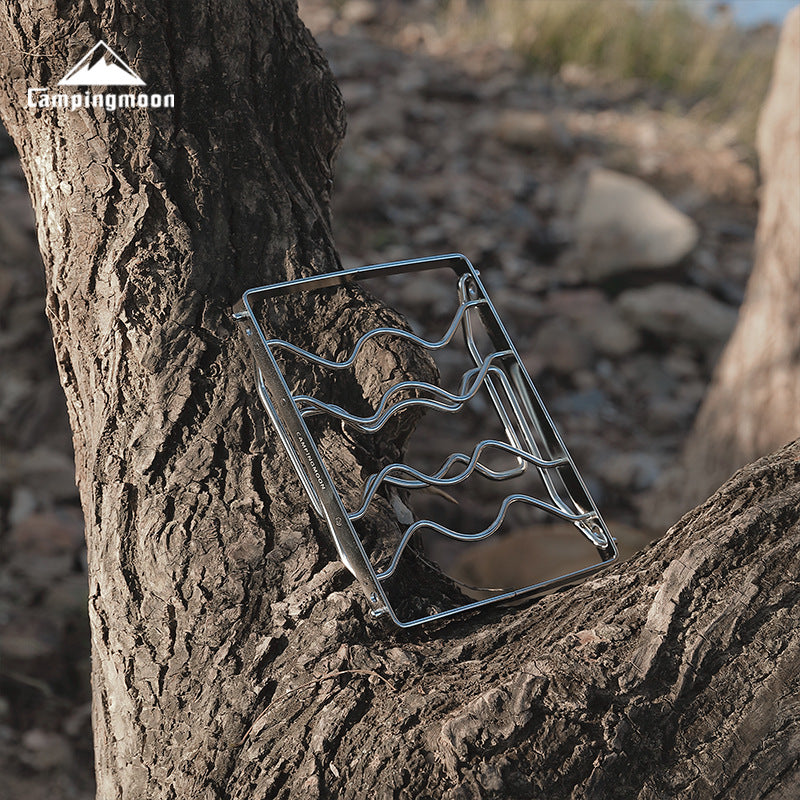 CAMPINGMOON MSW-1012 MSW-1015 Folding Grill Stove Net Rack Stand Foldable BBQ Charcoal Butane Mount Bracket 304 Stainless Steel with Storage Bag