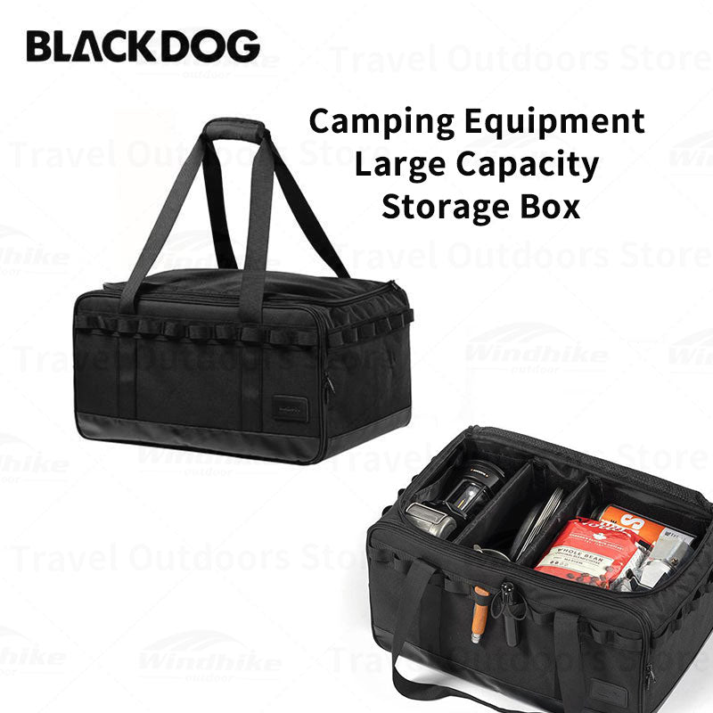 BLACKDOG Camping Equipment Storage Bag Portable Lightweight 30L Capacity Black Premium Tactical Design Bag Multi-Layer Waterproof PU Bottom 300D Oxford Cloth Material Tool Organizer Hiking Pinic Beach Travel Heavy Duty Original Black Dog