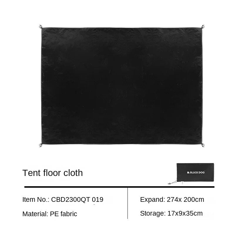 BLACKDOG Black Groundsheet Mat Tent Ground Floor Cloth Sheet Footprint Matting Waterproof 2000mm PE Polyethylene Fabric 3-Sizes